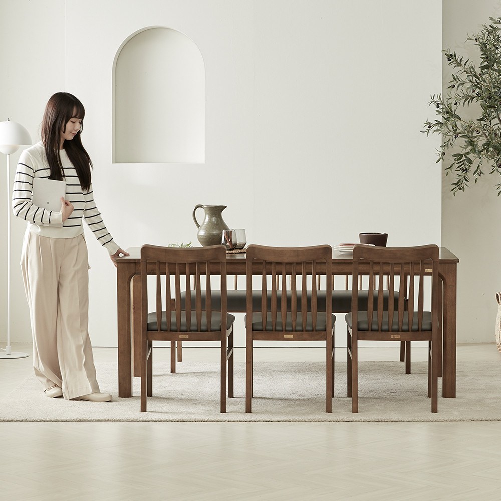 까르엠가구 까르엠가구 로렌 6인용 고무나무 원목 식탁세트 628,000원