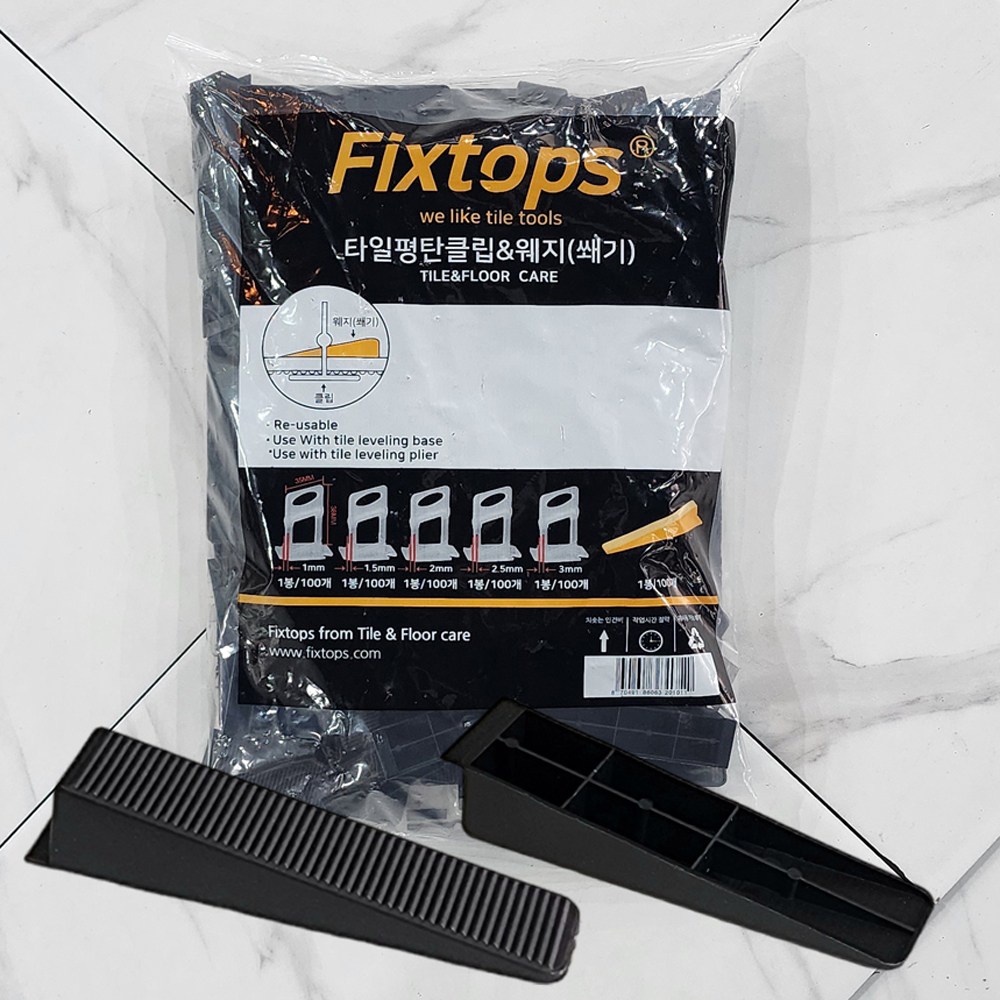 픽스톱 타일 클립 수평 레벨링 타일평탄쐐기 100개입 10,900원