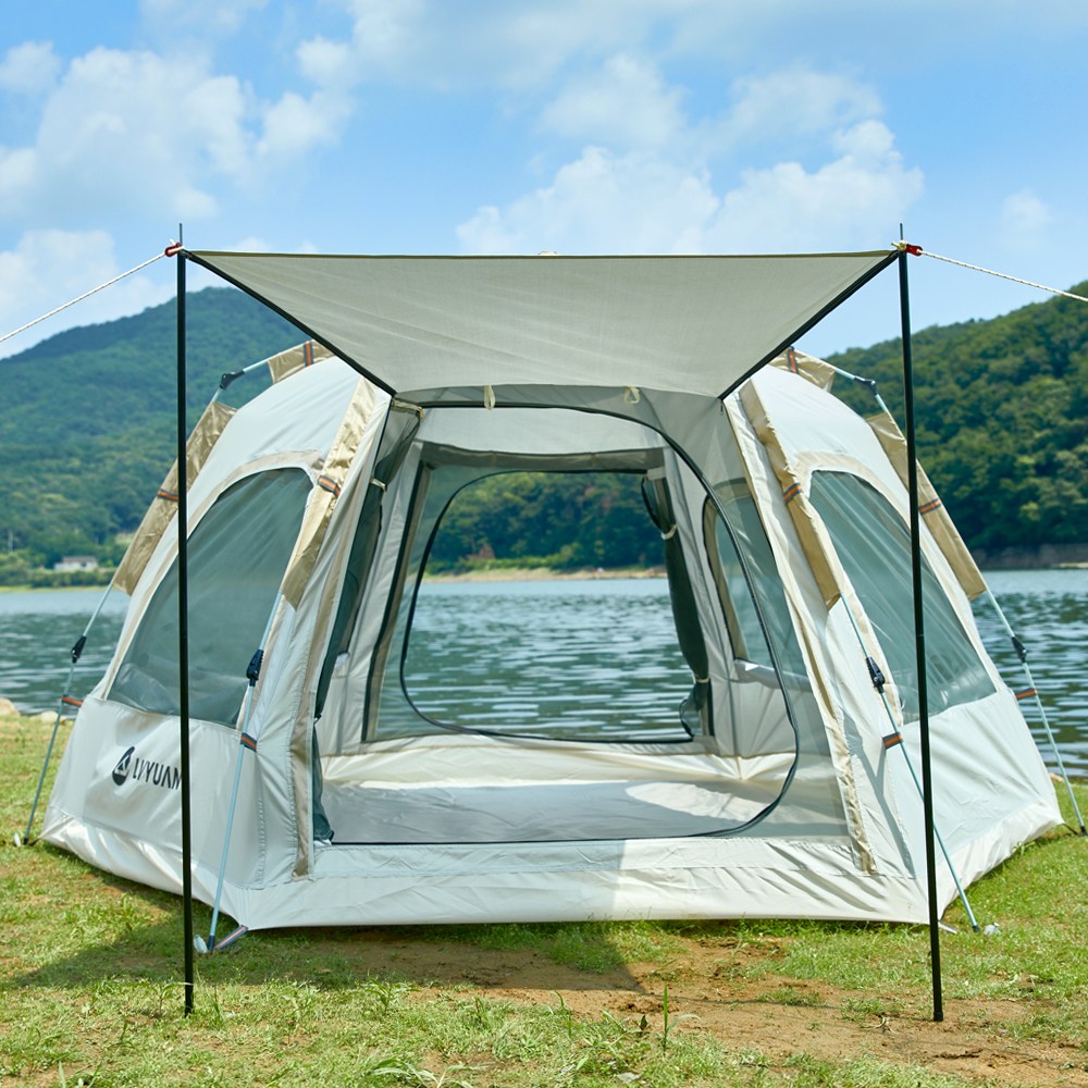 녹원 원터치텐트 전체개방 그늘막 육각 대형 돔텐트, 혼합색상, 3-4인용 59,000원