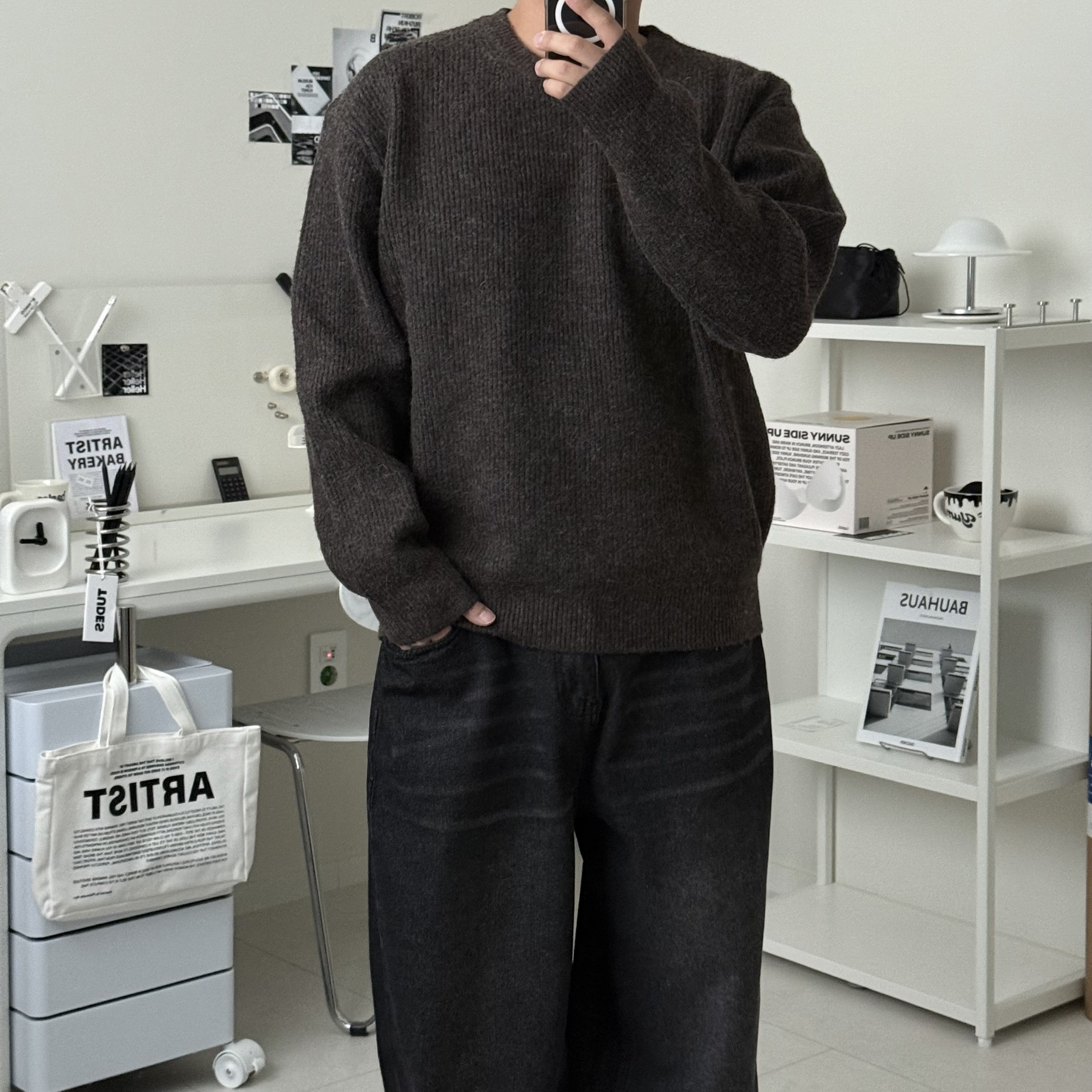 르위 울 오버핏 라운드 하찌 니트 파스텔 레이어드 겨울 스웨터 32,000원