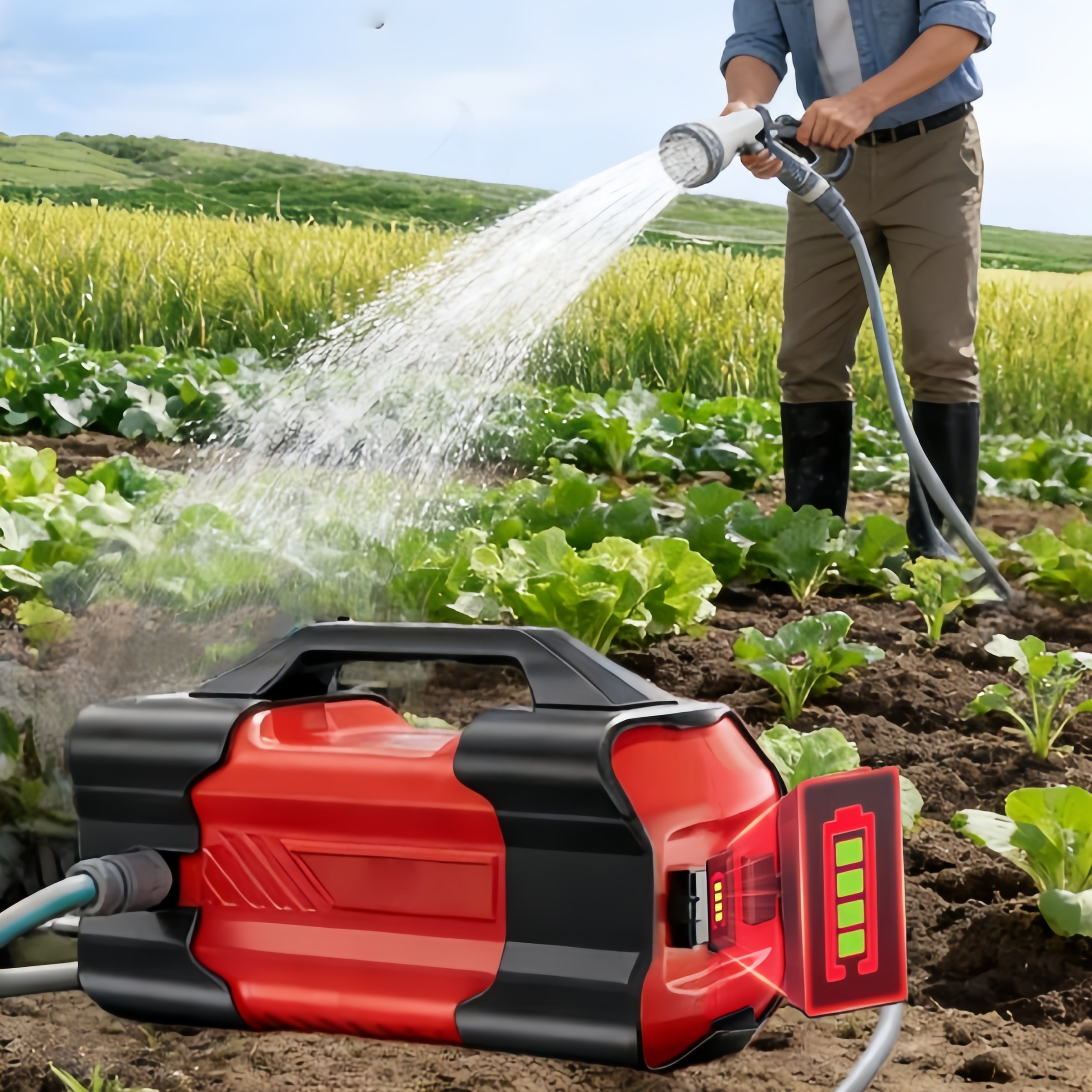 Mochae 충전식 양수기 농업용 펌프 소형 워터펌프 고성능 산업용 세차용 고압 분무기 자동 수중 펌프 원예 관개 배수 모터 79,380원