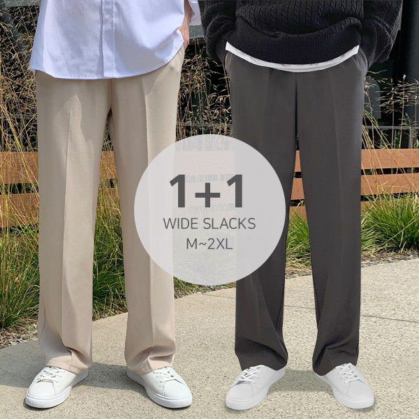 1+1 2장 당일출고 남성용 프리미엄 스판 와이드 밴딩 슬랙스 링클프리 베이직 빅사이즈 M-2XL 26,800원