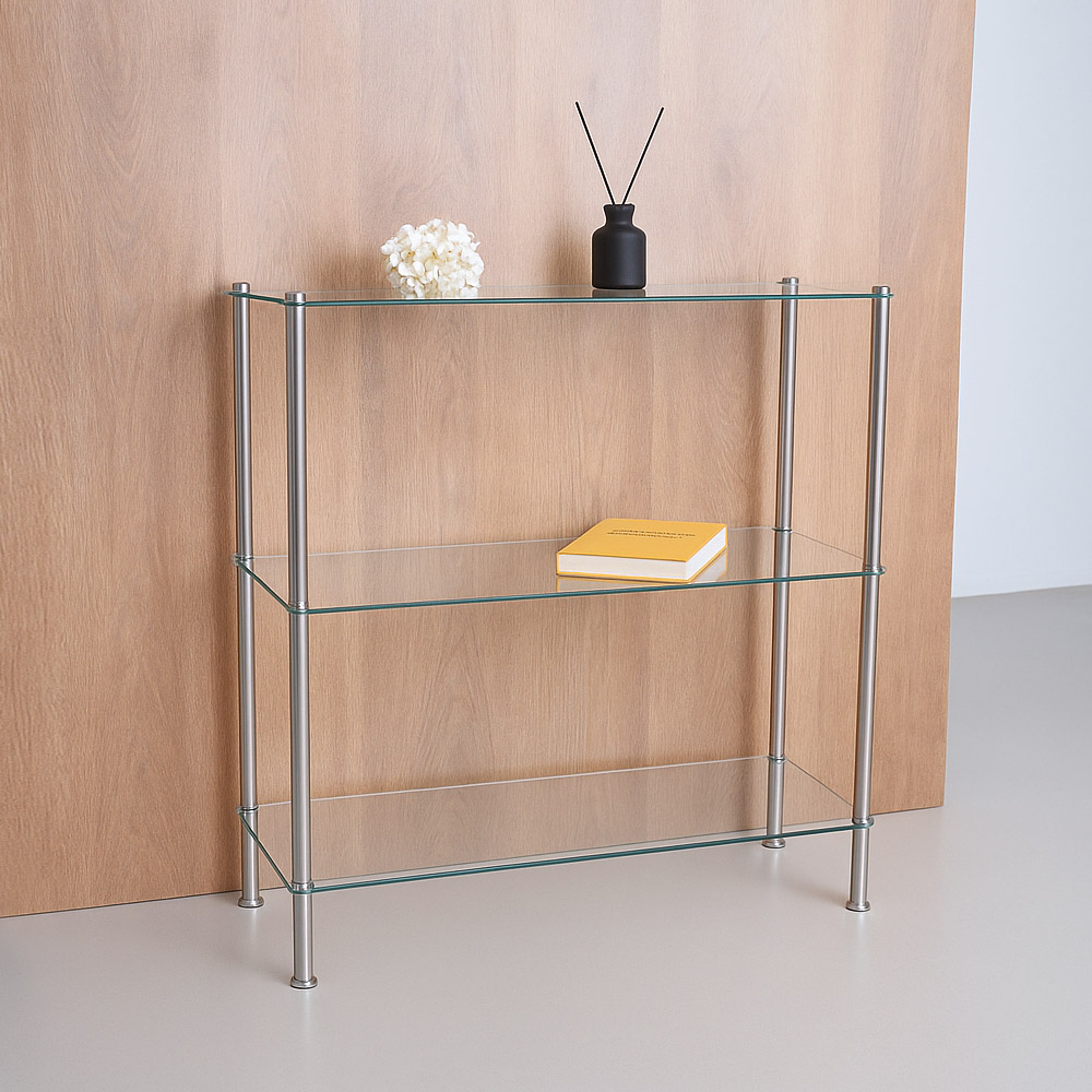 리빙위즈 베이 모듈 미드센츄리 유리 3단 선반 장식장, 3단, 투명 35,900원