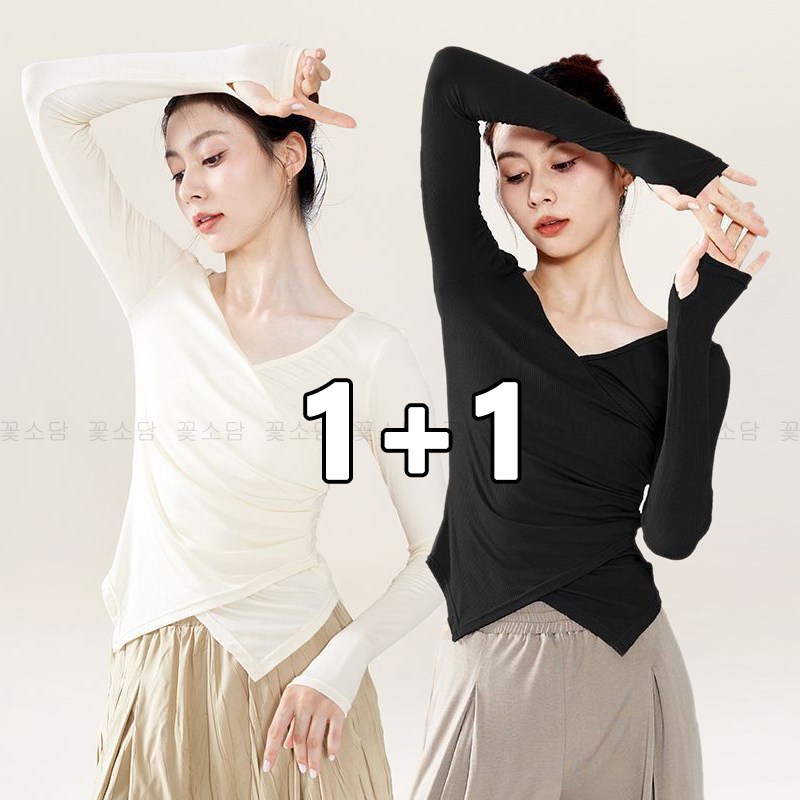 꽃소담 1+1 여자 트위스트 헬스복 운동복 긴팔 티셔츠 요가복 러닝 기능성 긴팔티 MAL63 19,900원
