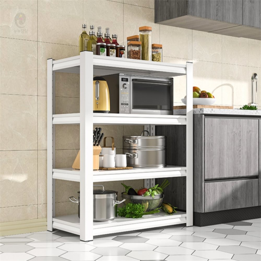 수납 선반 조립간편 홈인테리어 조립이 쉬운 스틸 4단 앵글 선반 (100cm) (화이트) 136,790원