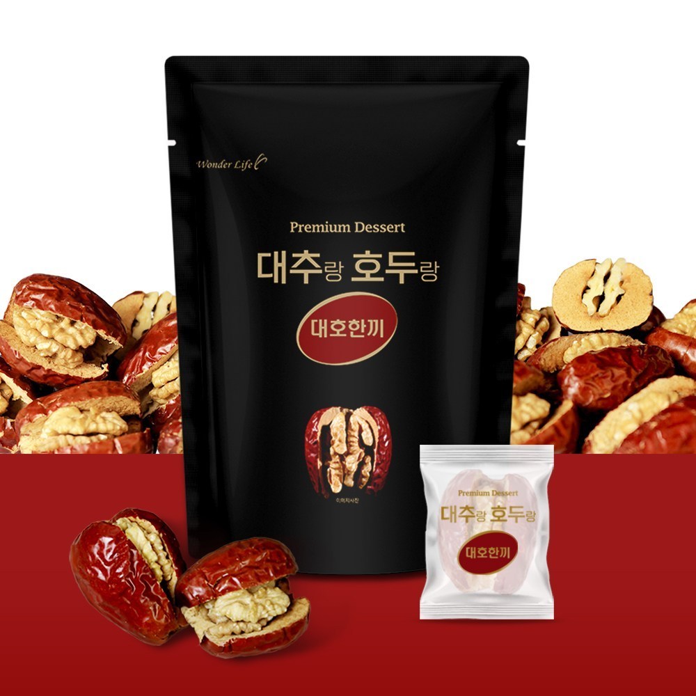 대추 호두 건강간식 아침 대용 고급 간식 대추호두말이 맛있는 호두품 단백질 영양 웰빙 대호한끼 무방부제, 180g, 1개 10,190원