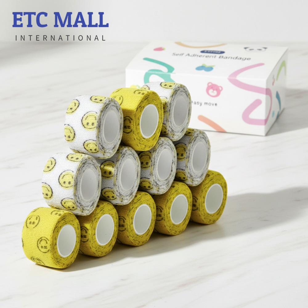 이티씨몰 자가점착 밴드 2.5cm 압박붕대 패턴 2종 모음 스마일 옐로우 화이트 10+2, 1개 10,300원