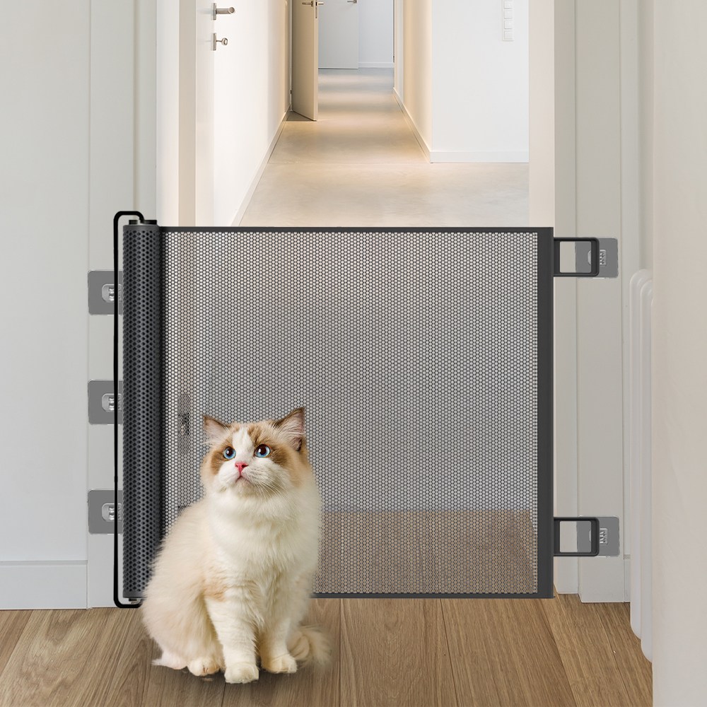 슈퍼인 강아지안전문 반자동 롤링 메쉬 무타공 고양이 안전문, 1개, 블랙 24,300원