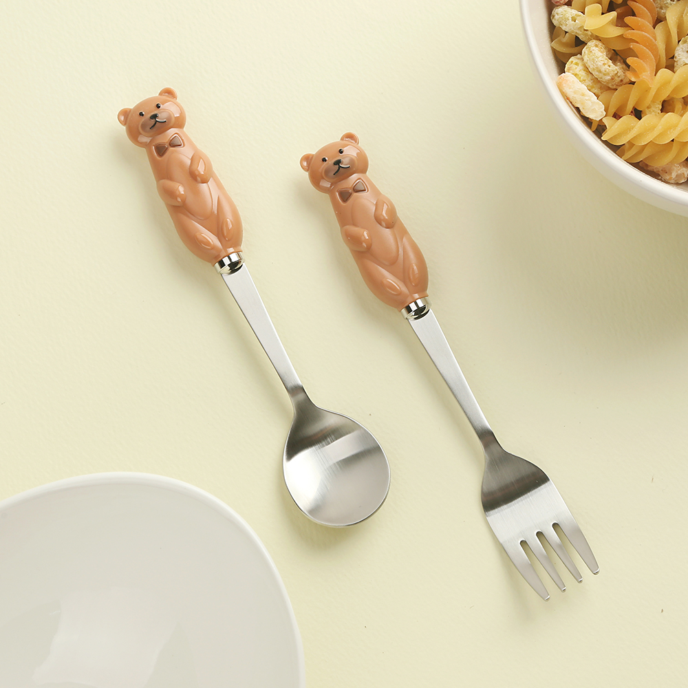 보겐 국산 유아용 코코미 곰돌이 스푼 포크 세트, 카라멜, 스푼 + 포크, 1개 16,000원
