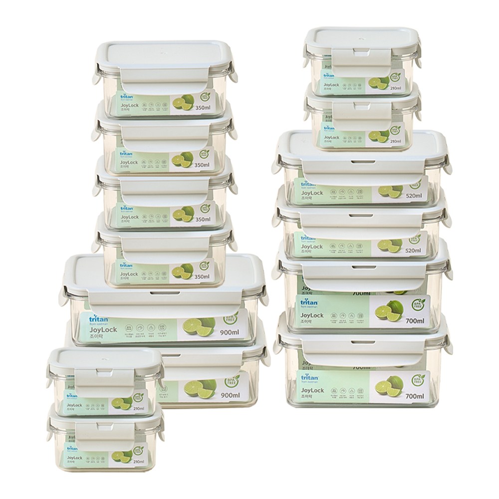 에코센스 트라이탄 밀폐용기 반찬통 소분 조이락 패키지 14종, 소형(8개)+중형(6개), 1세트 69,900원