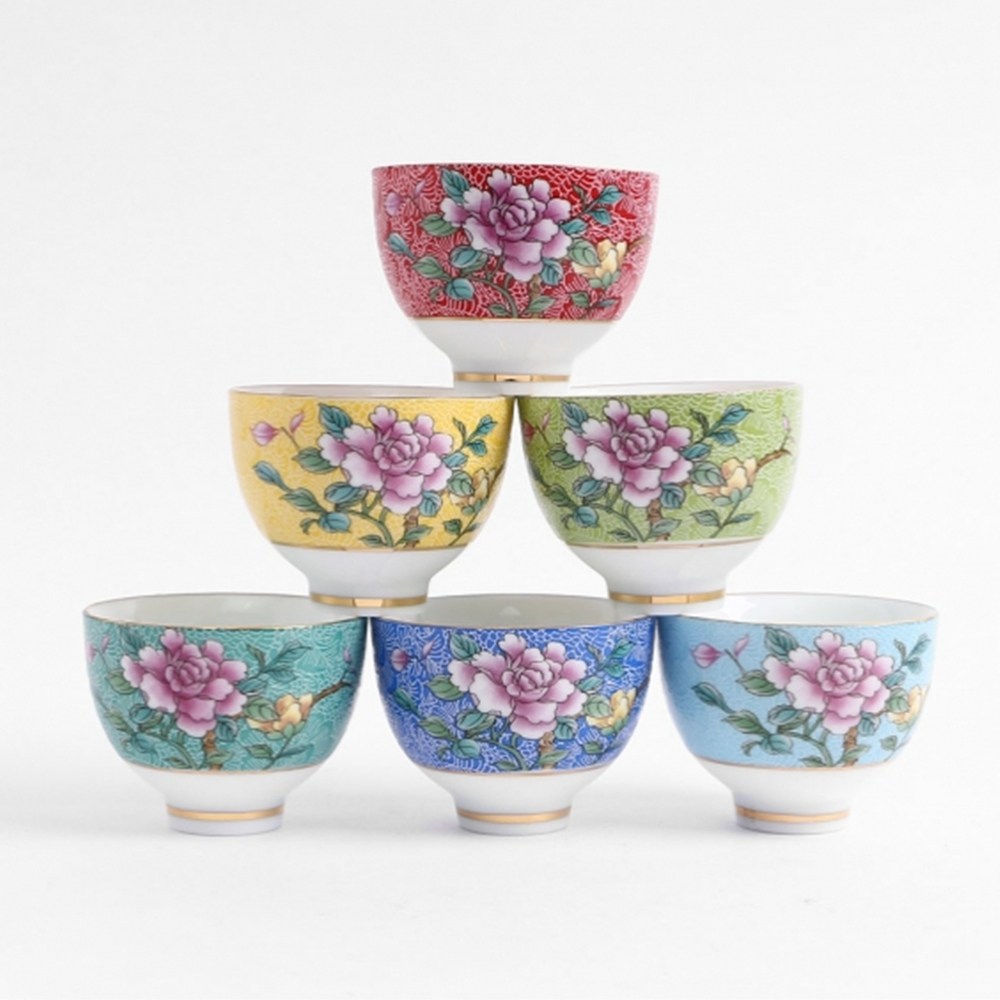 다기잔 중국 레트로 플라워 전통 다기 찻잔 6p 56,900원