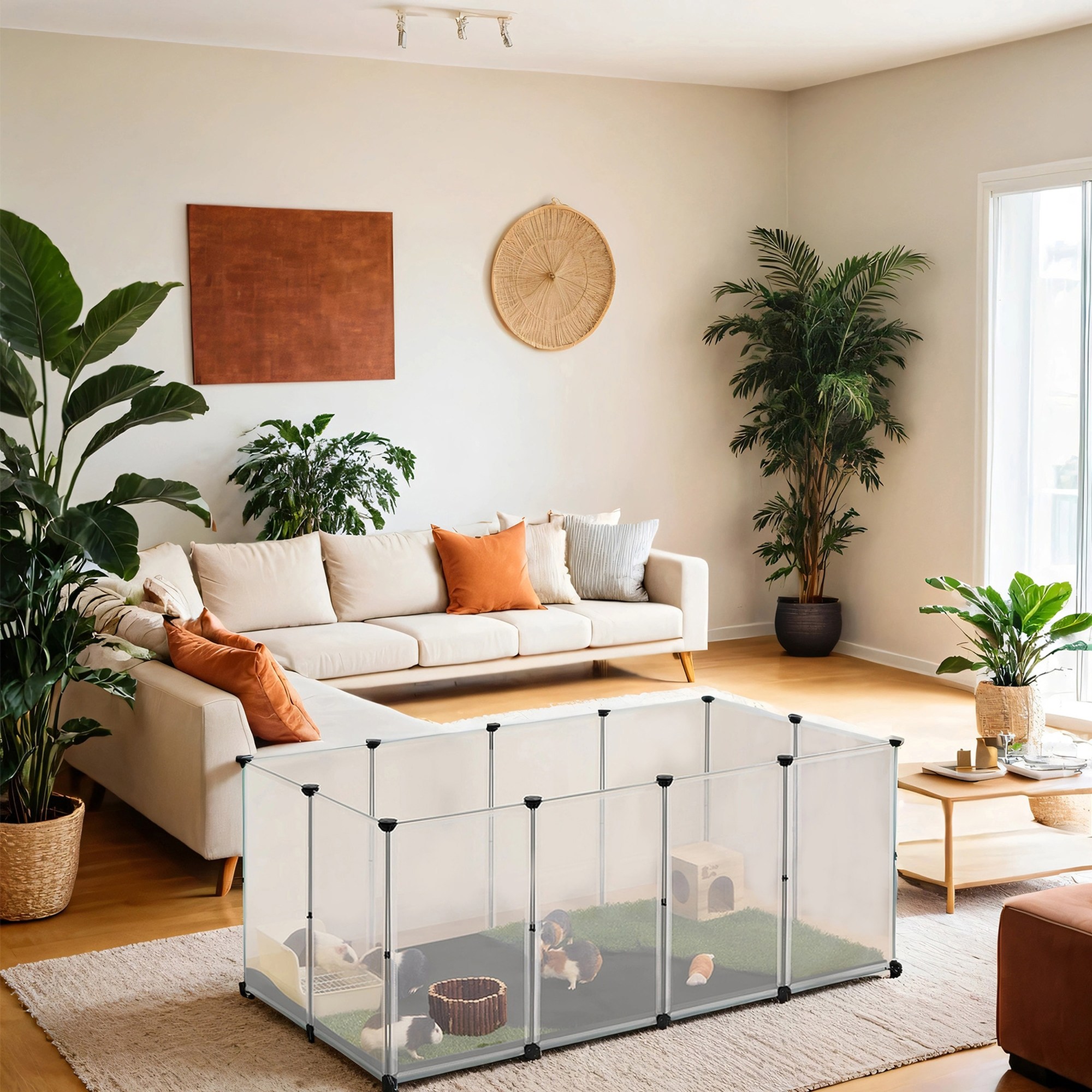 SONGMICS 반려동물 조립식 튼튼한 안전한 실내용 울타리 펜스, 1개, 투명 23,460원