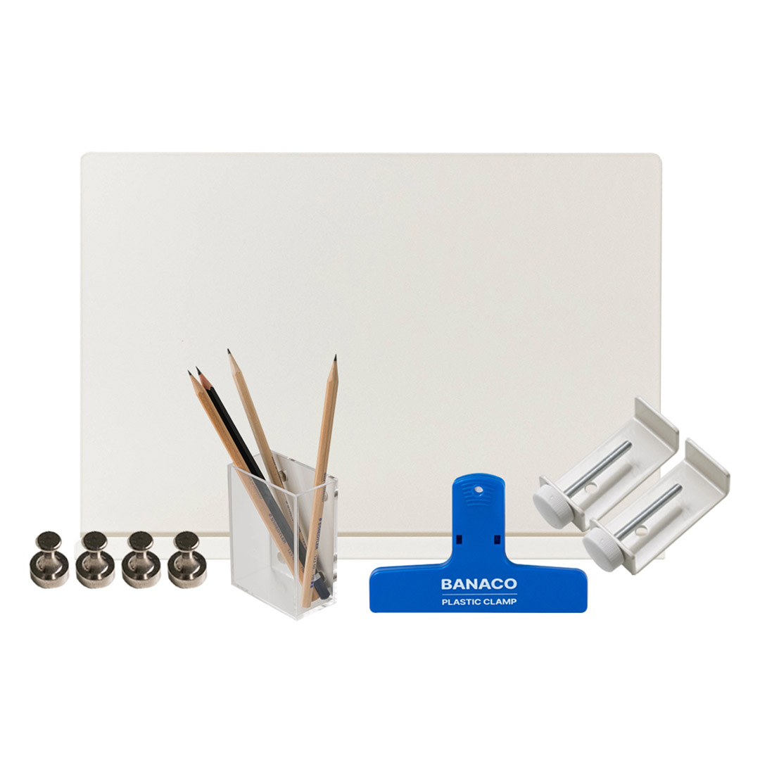 바나코 이지 클램프 데스크 파티션 + 클램프 집게 + 아크릴 펜꽃이 S + 마그네틱 기본핀 4p 세트 57,900원