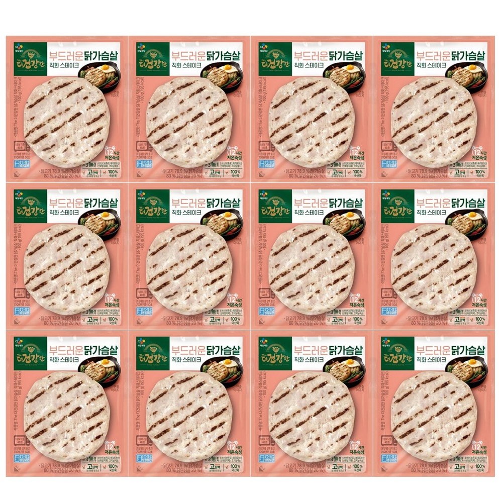 CJ제일제당 더건강한 닭가슴살 직화스테이크100g, 12개, 100g 30,000원