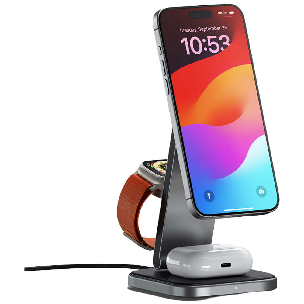 사테치 Qi2 맥세이프 고속 충전 무선 충전기 스탠드 접이식 폴더블 3in1 어댑터 포함, 스페이스그레이, 1개 139,000원