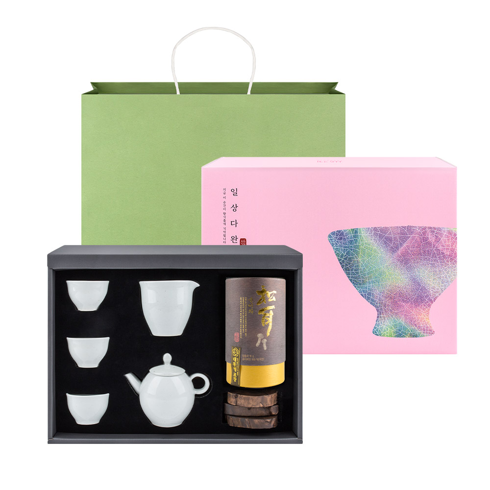 일상다완 쌍계명차 모던백자 3인기 + 송이차 선물세트 + 쇼핑백 142,000원