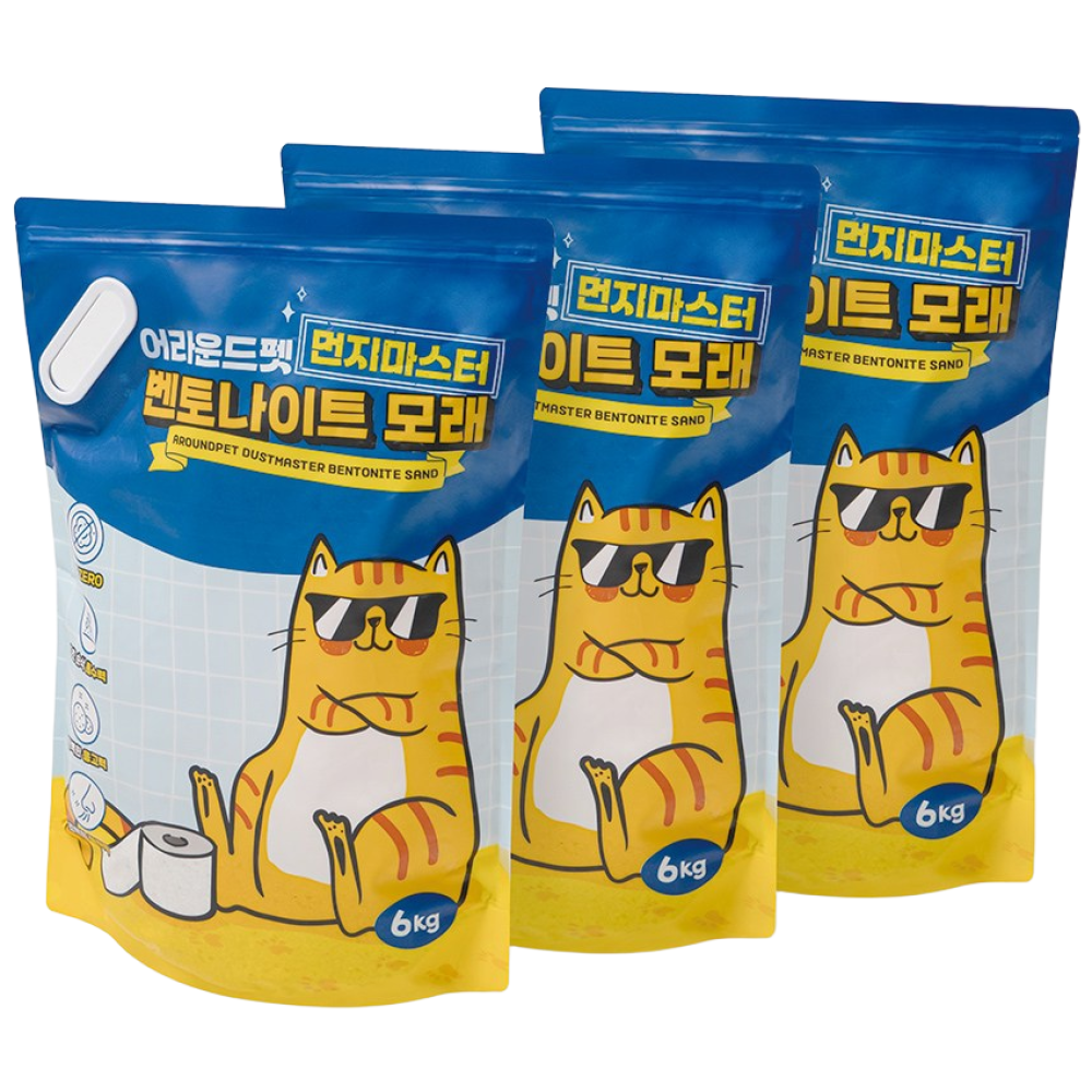 어라운드펫 먼지마스터 벤토나이트 고양이 모래,6kg, 고양이모래, 3개, 3팩, 6kg 41,700원