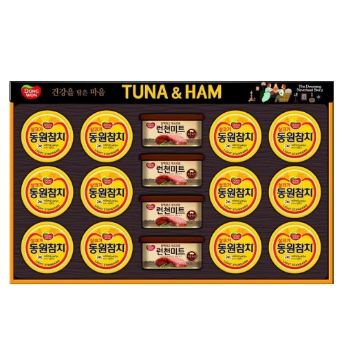 일랴 동원 튜나런천미트 67호 선물세트 한박스 4세트입 참치 런천미트 설 추석 선물 선물박스 참치햄캔식품 혼합구성 342,000원