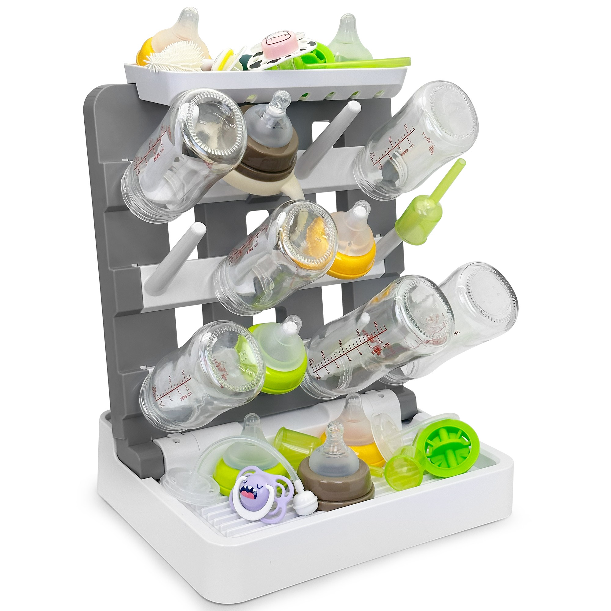 젖병 건조대, 수직 스탠딩 젖병 건조대 랙 홀더-조리대용 공간 절약형 젖병 건조대-최대 12개의 젖병 및 컵을 보관할 수 있습니다., White+Grey 29,800원