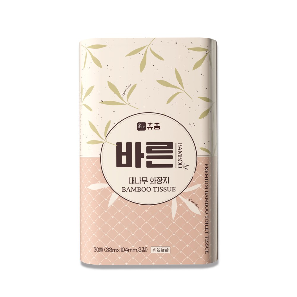 휴홈 프리미엄 바른 대나무 화장지 휴지 33m, 30롤, 1팩, 1개, 33m, 30롤 22,800원