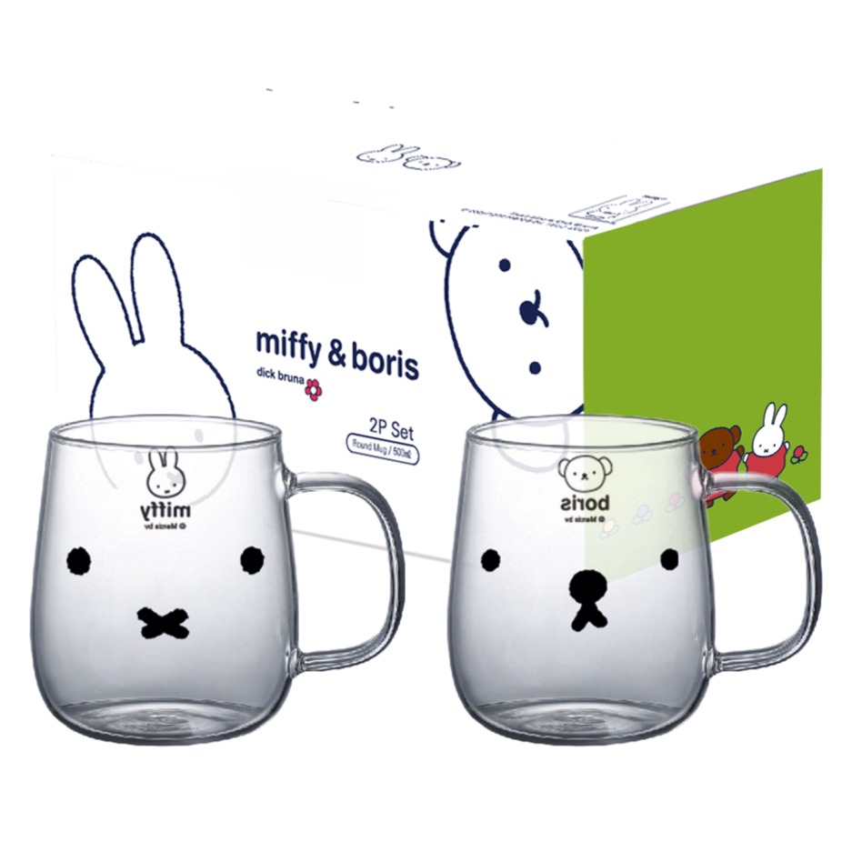 에지리 내열유리 머그컵 미피 500ml + 보리스 500ml 세트, 혼합색상, 1세트 24,000원