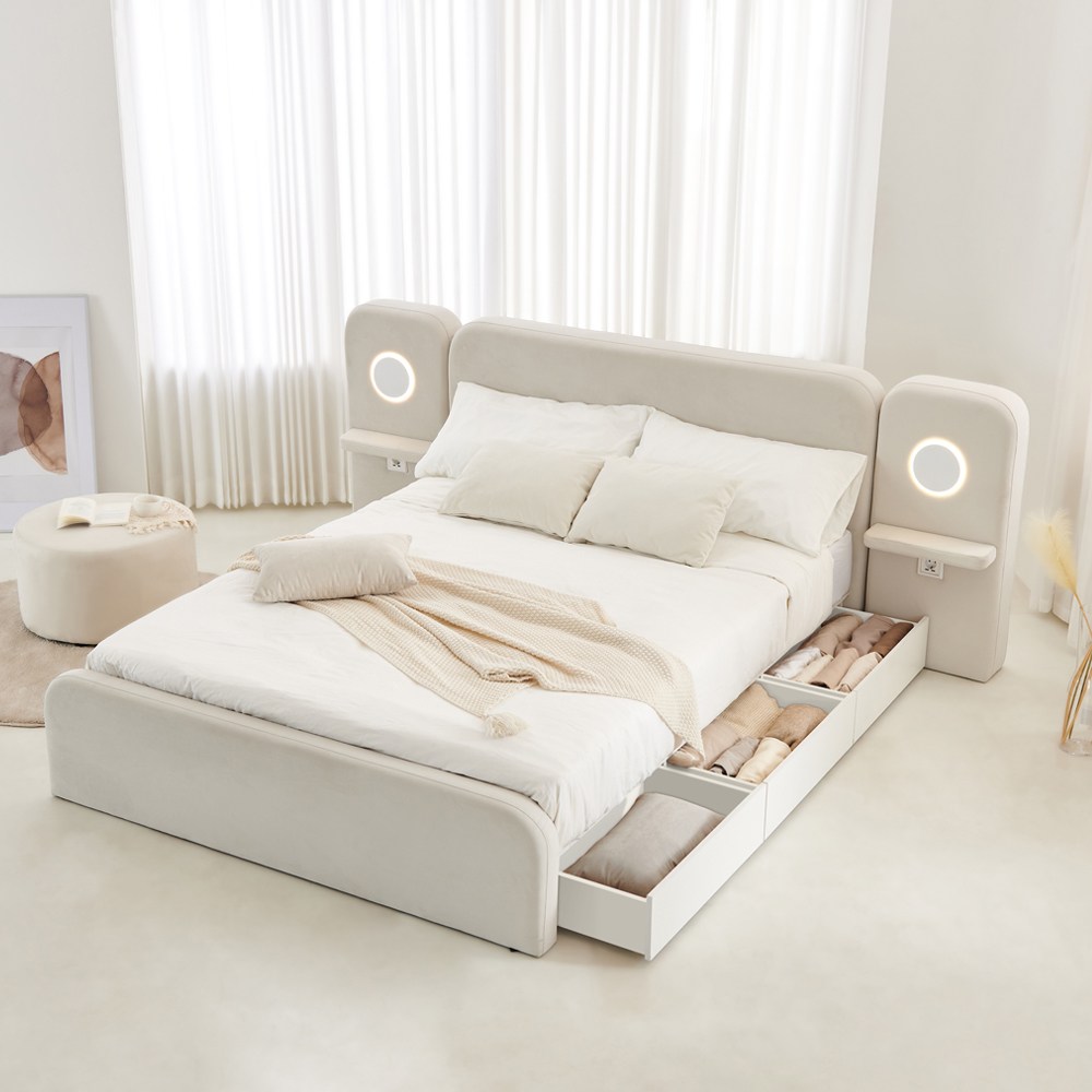 동서가구 소프틴 아쿠아텍스 패브릭 호텔 LED 수납 침대 프레임 288,000원