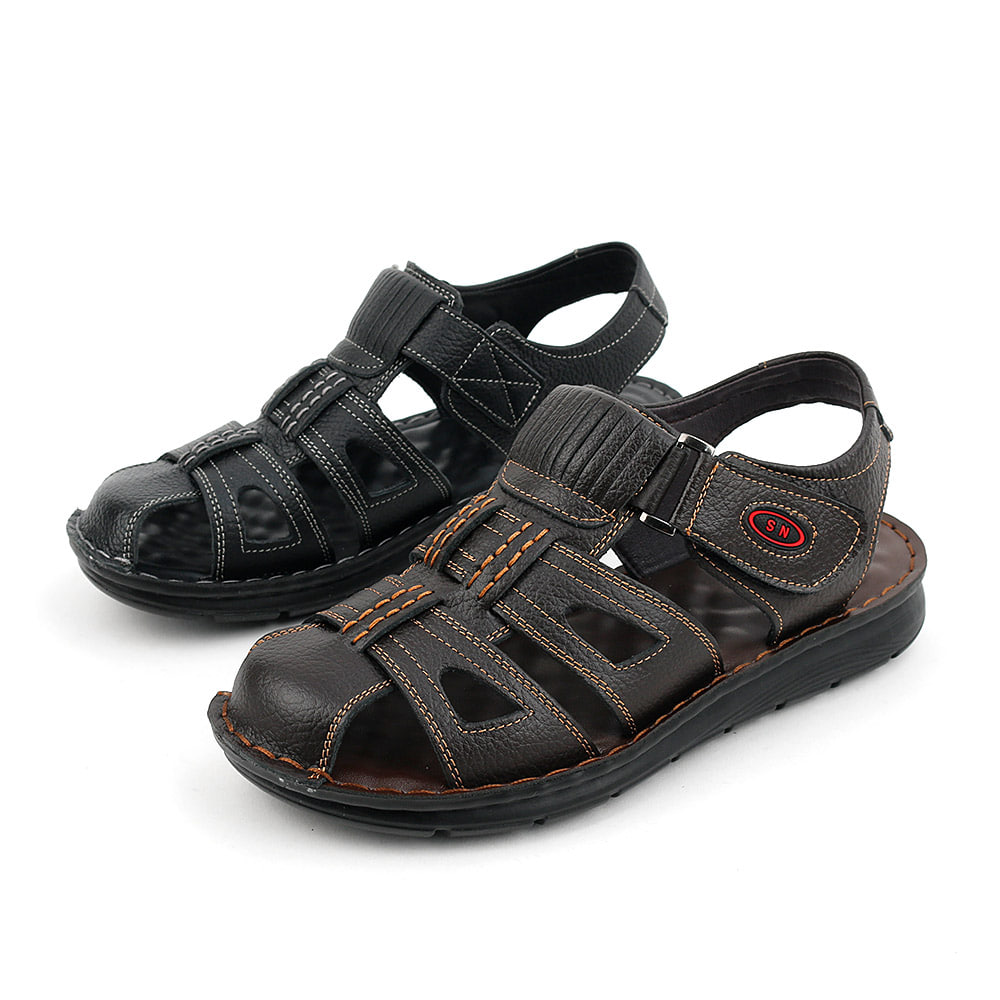 D제이콥 남성 천연소가죽 샌들 발편한 푹신한 쿠션 가벼운 여름 데일리 슈즈 논슬립 29,800원