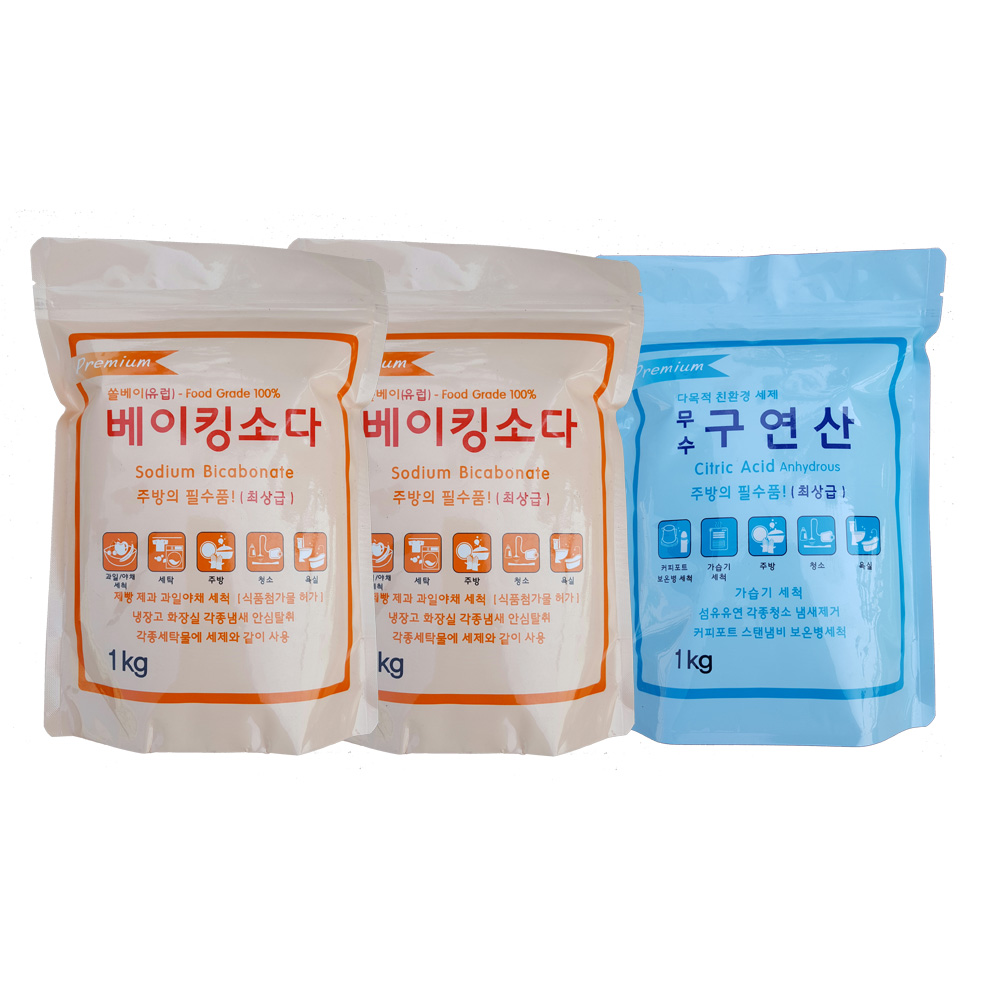 오리지널 프리미엄 베이킹소다 구연산 세트 식품첨가제 천연세제 12,400원