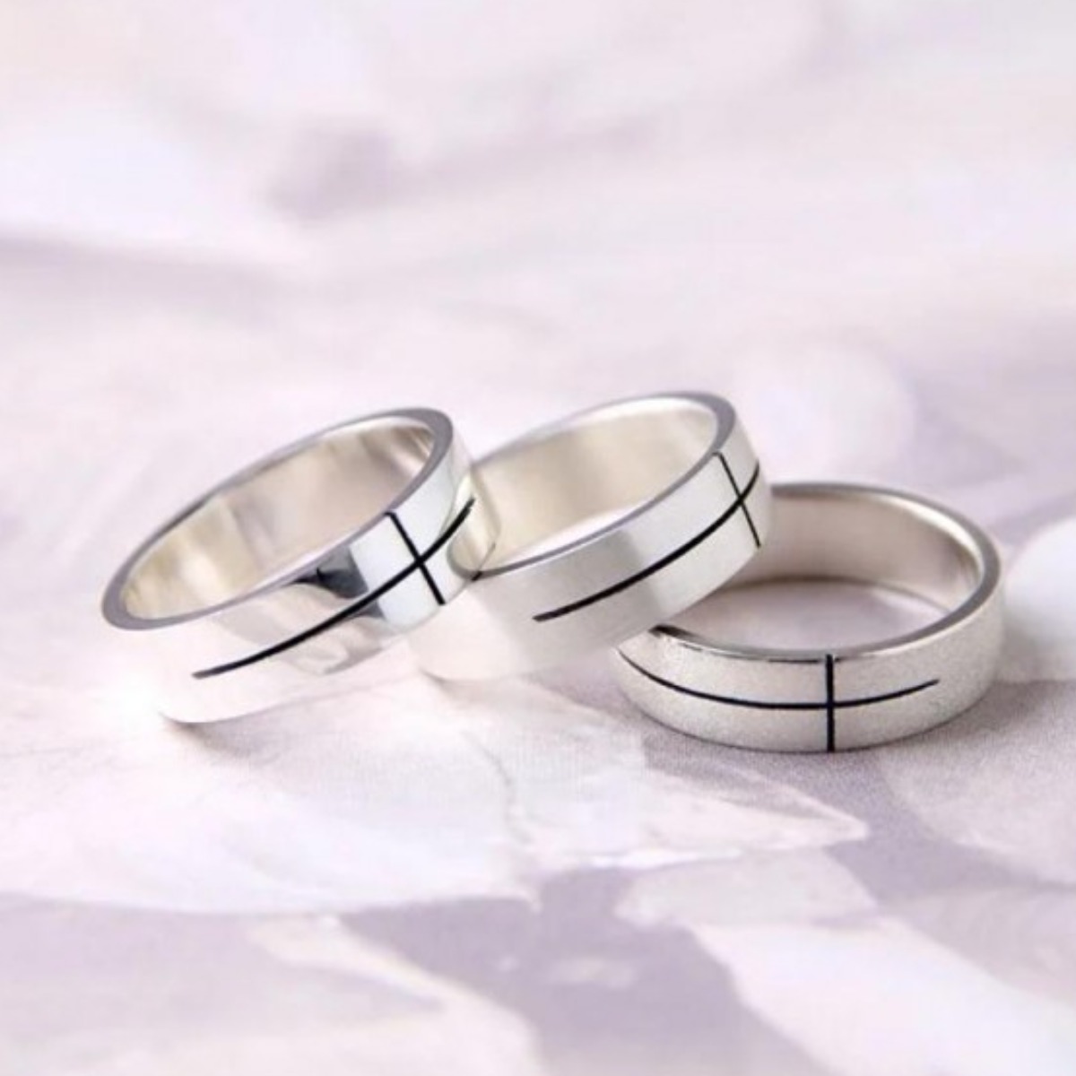 루미나D 실버 라인 십자가 평반지 925 은반지 심플 커플링 301,990원