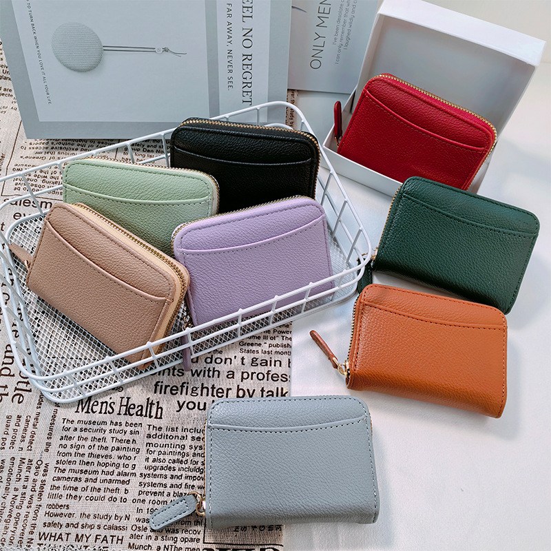 아코디언 가죽 동전 반지갑 여성 남성 미니 지퍼 카드 수납 지갑 5,900원