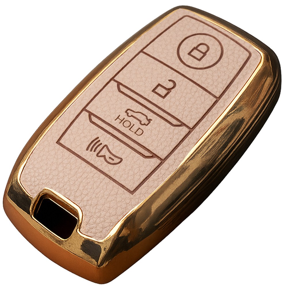 기아 k3 k5 쏘렌토 스포티지 쏘울 호환 호환 TPU 스마트키 가죽 TPU 케이스 키링 키홀더, 아이보리골드, 4버튼 TL31 17,900원