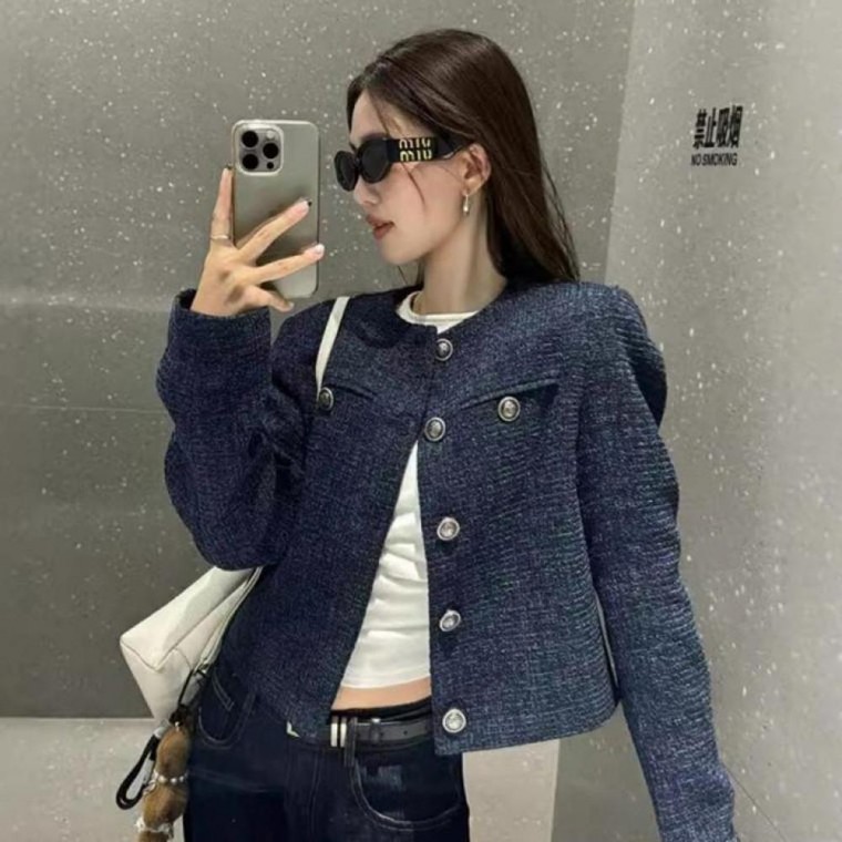 여성 고급 정장 하객룩 트위드 버튼 장식 데일리 자켓 41,810원