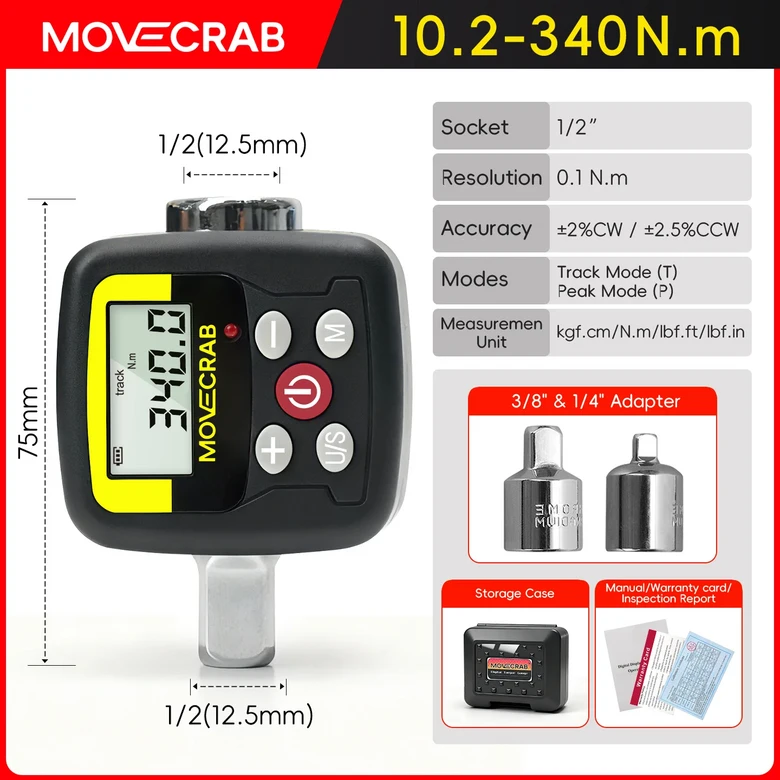 MoveCrab 디지털 토크 어댑터 1/2인치 드라이브 및 전자 렌치용 포함 자전거 세트 자동차 수리 51,500원