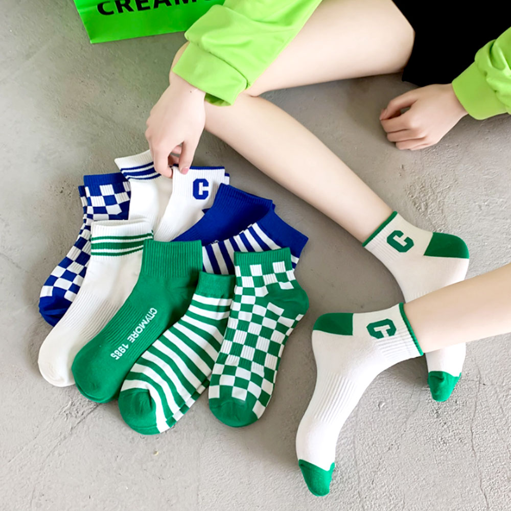 에코럭키 비비드컬러 여성 발목양말 5켤레 세트 데일리 패션양말 7,700원