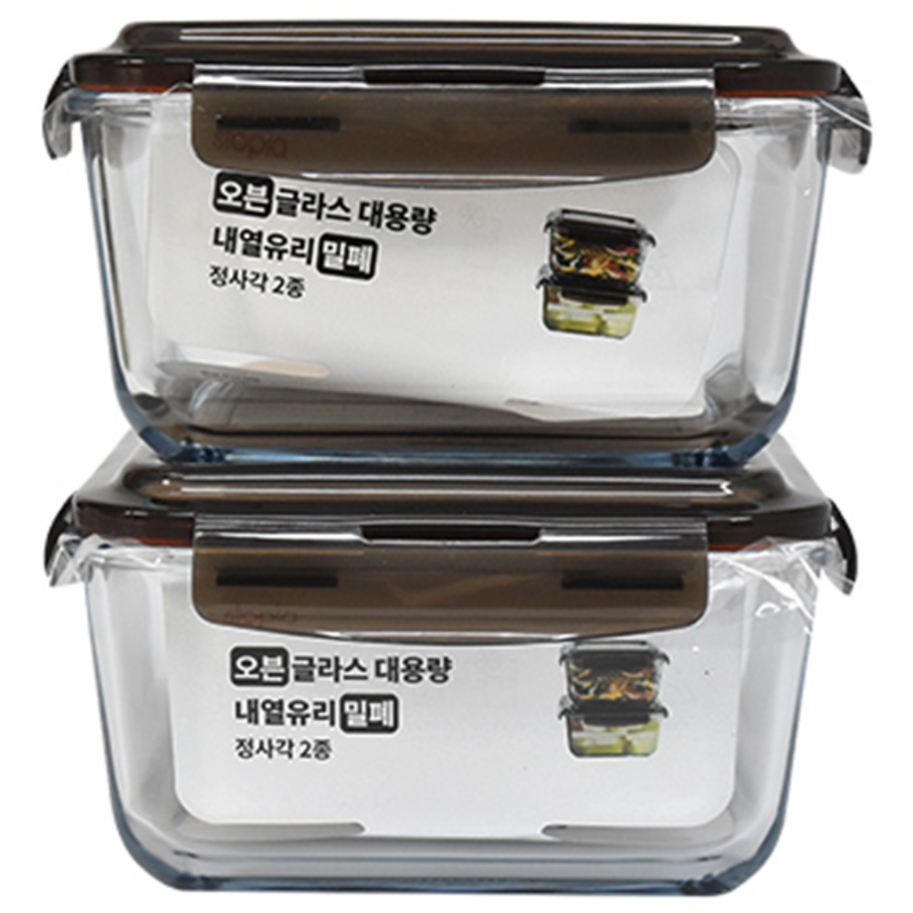 오븐글라스 내열 강화유리 밀폐용기 세트 (전자렌지사용가능), 1개, (2종) 2400ml x 2개 20,900원