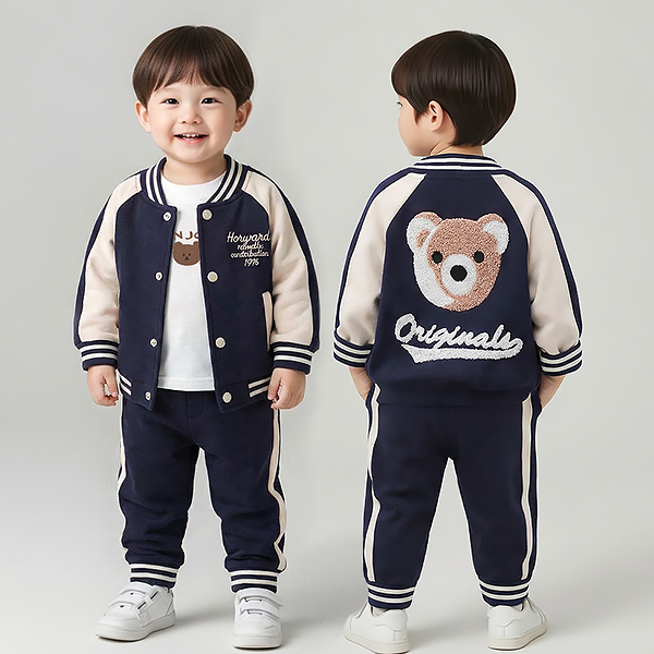 몽실이 뽀글곰 야구점퍼 3pcs 상하복세트 봄 가을 여아 남아 외출복 39,900원