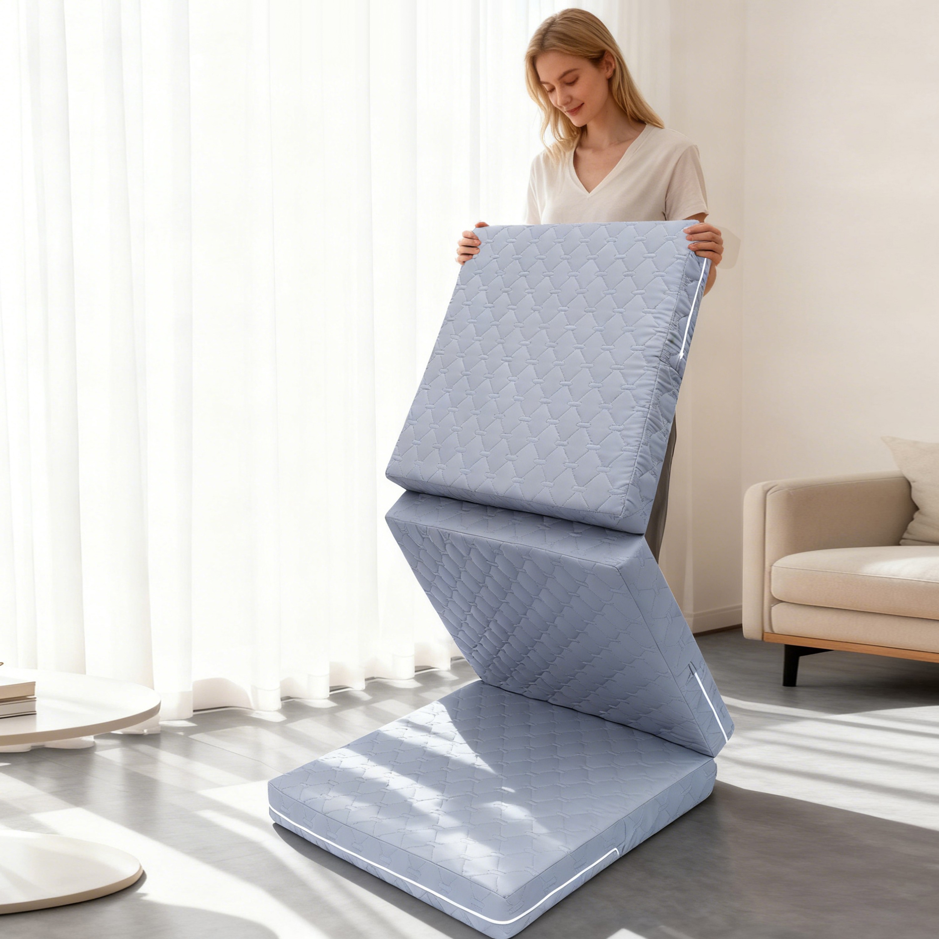 접이식 매트리스 원룸 침실 거실 바닥 단단한 허리에 방수 고밀도 메모리폼 3단 접이식 마약매트리스 210,000원