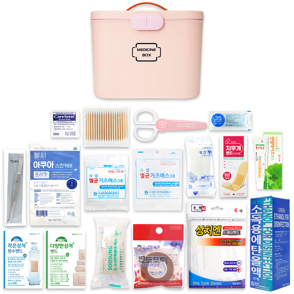 반창고닷컴 헬씨메디슨 구급함 핑크 B 17종 세트 32,500원