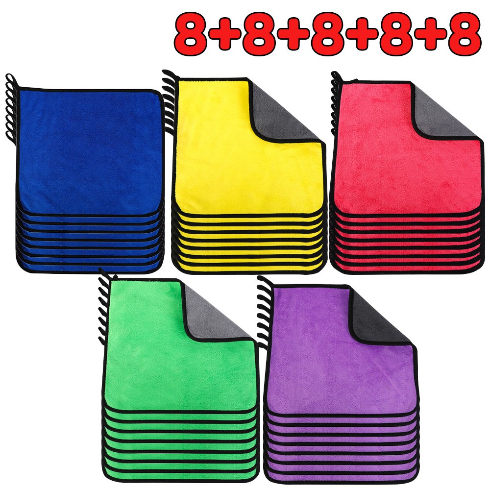 세차타월 세차용 타월과 차량 청소용 천은 얼룩을 남기지 않으며 세차타올 양면으로 도톰한 산호 양털 소재로 제작되었습니다, 40개, 보라색-노란색-파란색-초록색-분홍색 30x40cm 29,990원