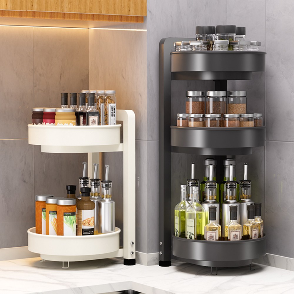 홈비 튼튼한 주방 코너 360도 회전트레이 양념통 정리 선반, 크림, 1개 29,900원