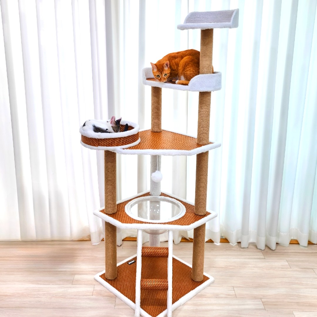 미끄럼방지 아크릴해먹 벨벳 고양이 캣타워 대형 153cm 85,000원