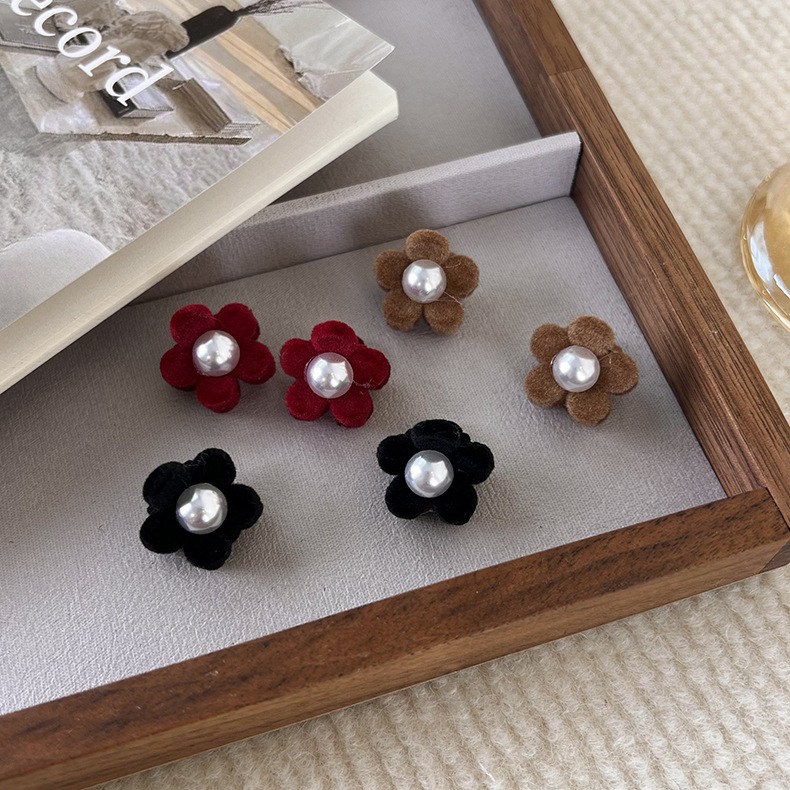 모스리나 마리 벨벳 플라워 4pcs 소형 미니 리본 헤어핀 미니집게핀 7,900원