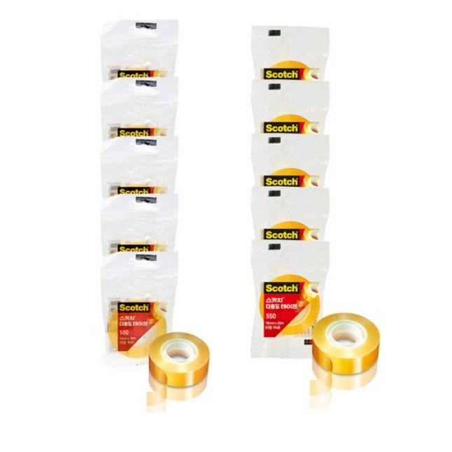 쓰리엠 스카치 다용도 테이프 550 리필 18mm x 20m 5p + 550 리필 12mm x 30m 5p 47,700원