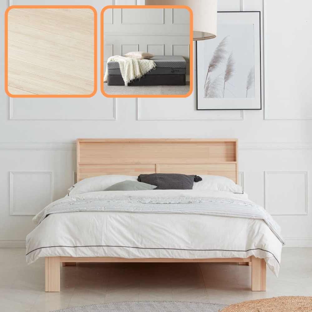 바르숲 무절 그루잠+힐눕 편백나무 평상형 통원목 침대프레임 매트리스, 베이지 1,246,000원