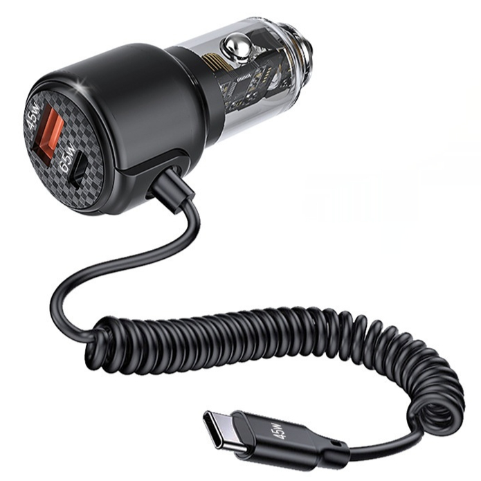 SUNRIVER 차량용 초고속 충전기 3포트 동시 초고속 충전가능 110W 3in1 신축 케이블 PD45W PD65W 반투명 플래시 충전, 탄소섬유 블랙, SC-112601 19,800원