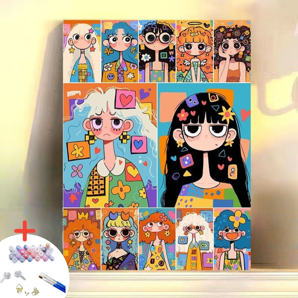 글로윅 DIY명화그리기 피포페인팅 그림그리기 유화 세트, 07소녀, 1개 13,800원