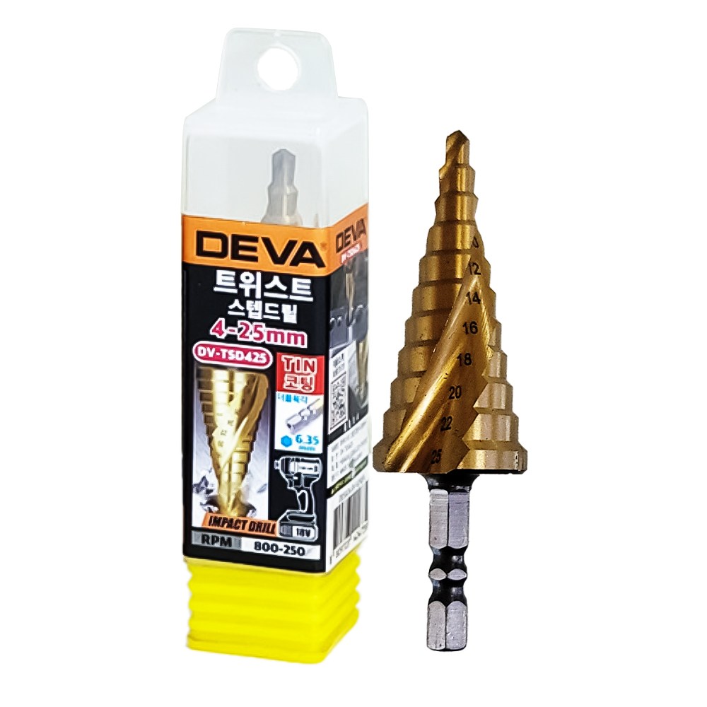 DV 트위스트 스탭드릴비트 4-25mm 드릴날 타공 코발트스탭기리 임팩트드릴 철판 알루미늄판 동판 육각비트 15,500원