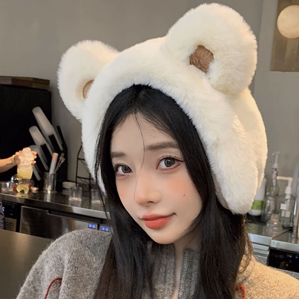 귀여운 곰돌이 퍼 이어머프 겨울 귀마개 귀도리 털 귀달이 모자 9,800원