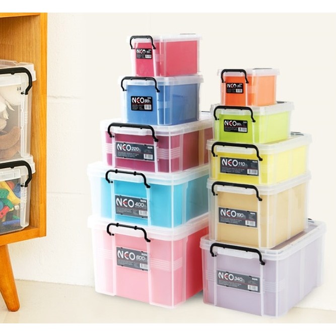 코멕스 네오박스 110 반투명 플라스틱 뚜껑형 상자 11리터 453X293X156mm 14,450원