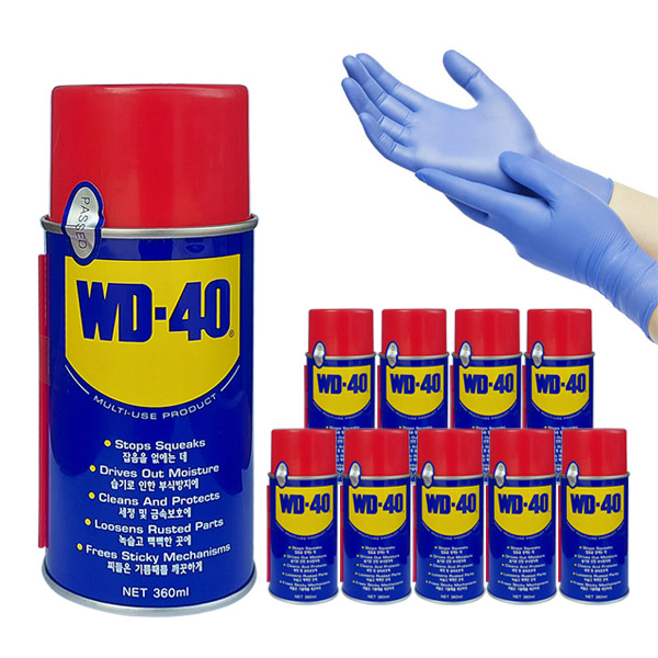 프리미엄 방청 윤활제 WD-40 360ml 10캔 묶음 + 고급 니트릴장갑 2매 증정 49,600원